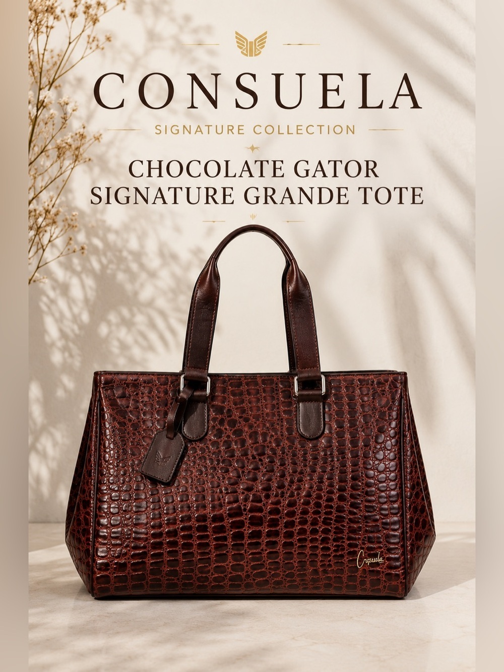 Consuela Chocolate Gator Signature Grande Tote